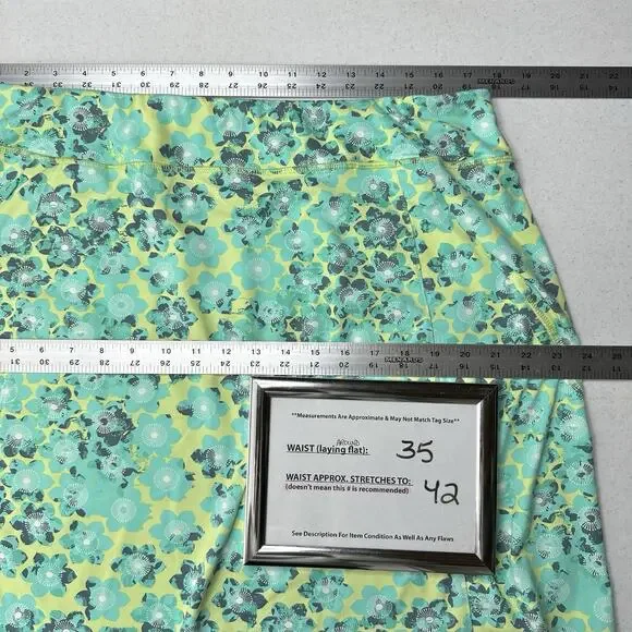 Title Nine Skirt Womens XL Diamalete Green Mint Floral Zip Pockets Golf EUC - Picture 4 of 8
